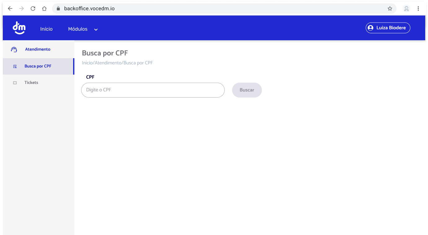 CPF Search interface