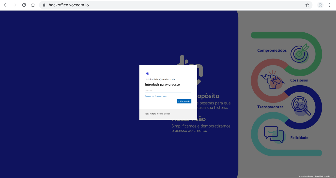 SSO confirmation screen