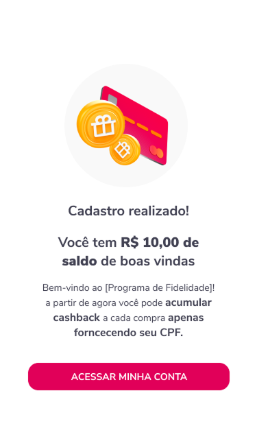 Registration success confirmation screen